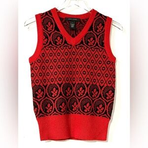 Marc Jacobs Metallic Wool-Blend Knitted Vest Red‎ Black XS